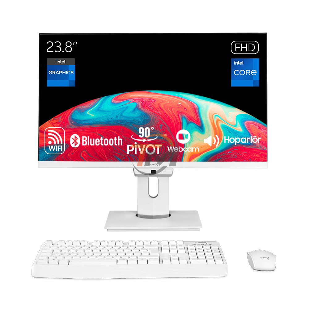 Turbox TAx1923 i5 7400 16GB Ram 1TB SSD 23.8 inç FHD Pivot WiFi BT Webcam All in One PC