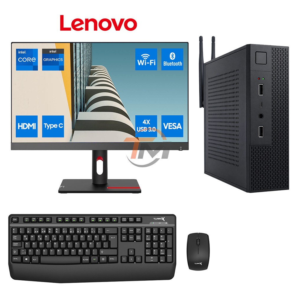Turbox Mini-115 i5 7400 16GB Ram 256GB M2 NVMe SSD 23.8 inç FHD Lenovo Monitör Kurumsal Ofis Mini PC